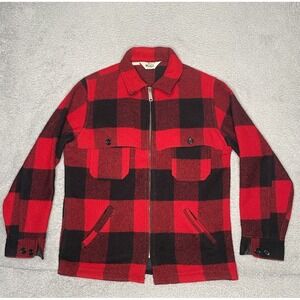 Vintage 70s Woolrich Wool Buffalo Plaid Shacket Shirt Jacket Mens‎ M Made In USA